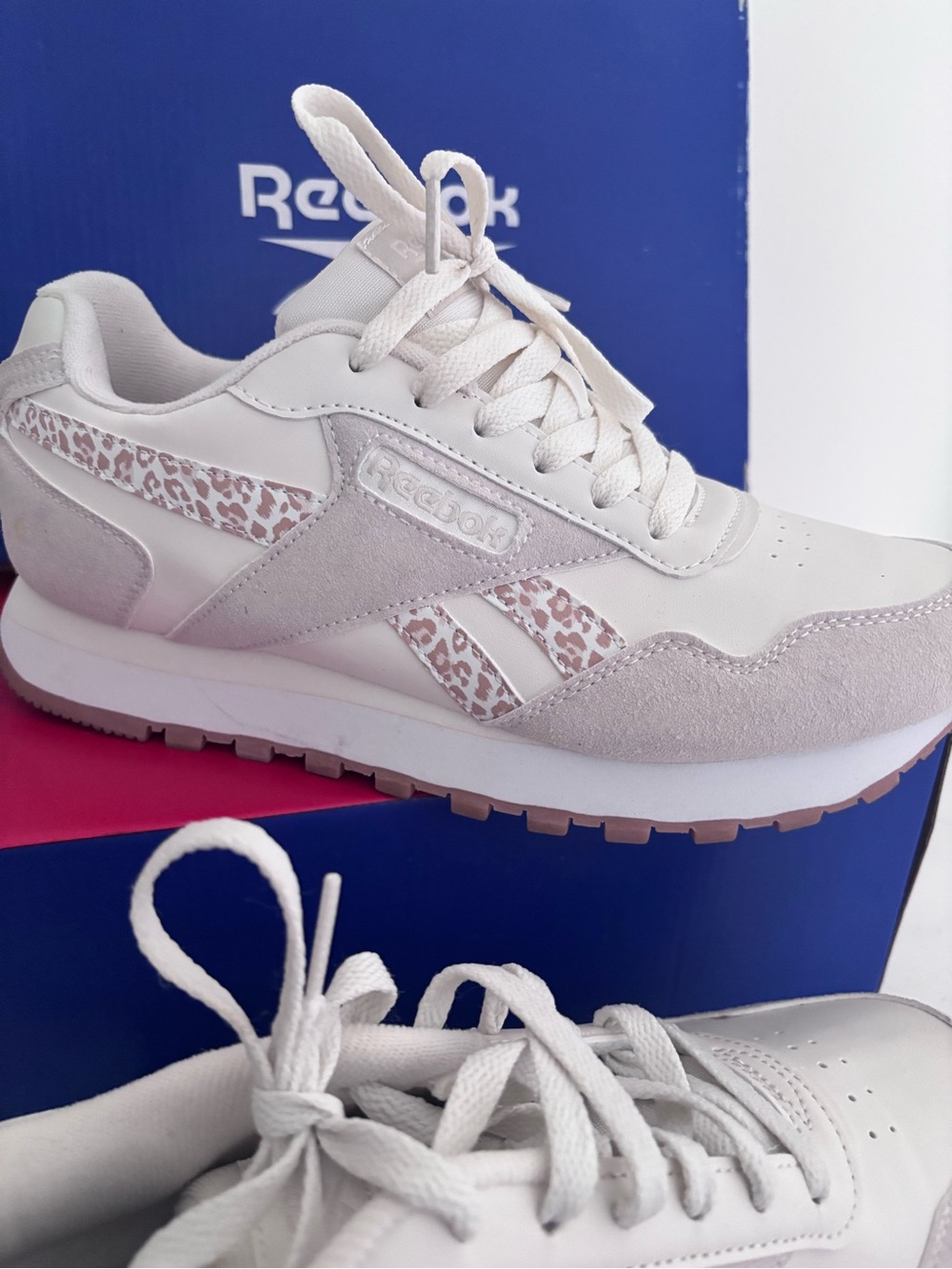 Reebok Women's Classic Leather Leopard Accent Sneakers - Light Pink